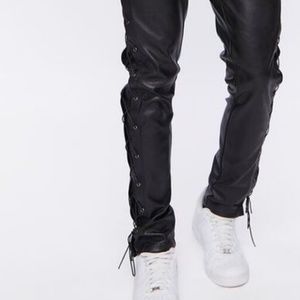 Forever 21-  Faux Leather Side Lace-Up Pants